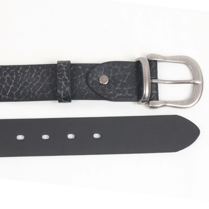 Men Genuine Leather Dress Belt with Single Prong Buckle 