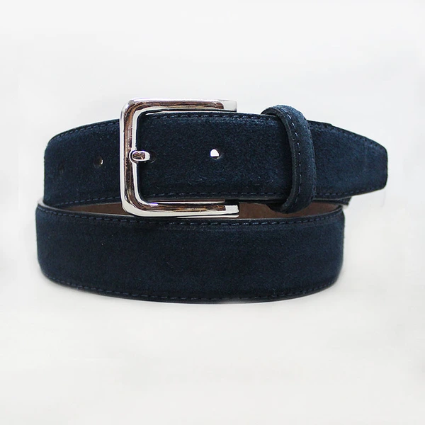 Nickle free Black leather men Nubuck leather belt