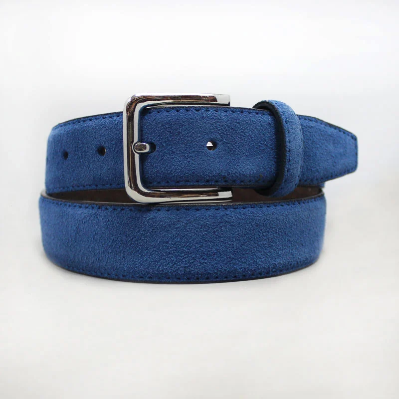 Pure leather belts men suede leather belts  pin buckle 