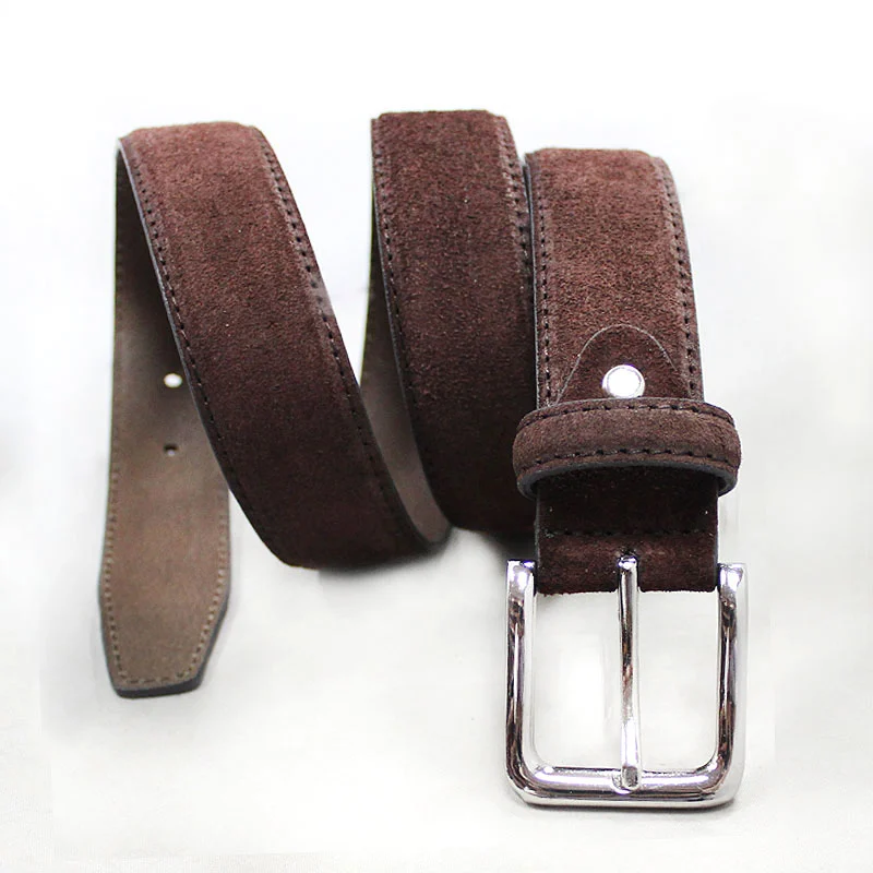  Cow hide leather belts men suede leather belts  pin buckle 