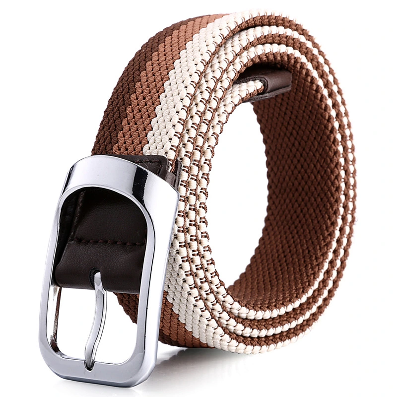 Metal Buckle Woven Stretch Braided  knitted Sports Elastic Men's Belt