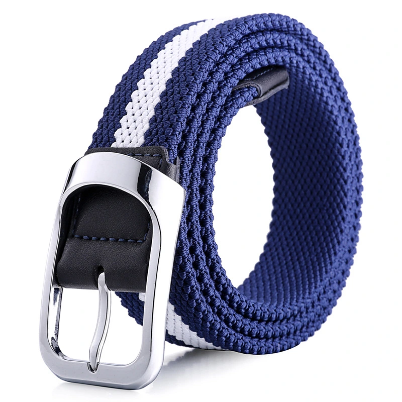Metal Buckle Woven Stretch Braided  knitted Sports Elastic Men's Belt