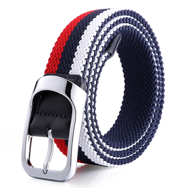 Metal Buckle Woven Stretch Braided  knitted Sports Elastic Men's Belt