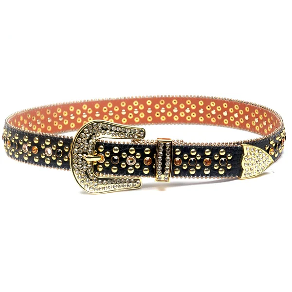 Fashion Crystal Punk Belt for Men or Women with Pink Buckle