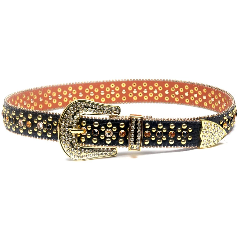 Fashion Crystal Punk Belt for Men or Women with Pink Buckle