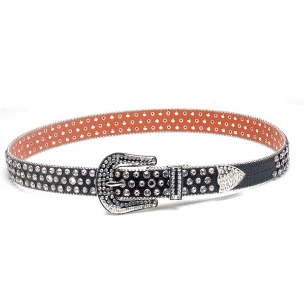 Fashion Crystal Punk Belt for Men or Women with Pink Buckle