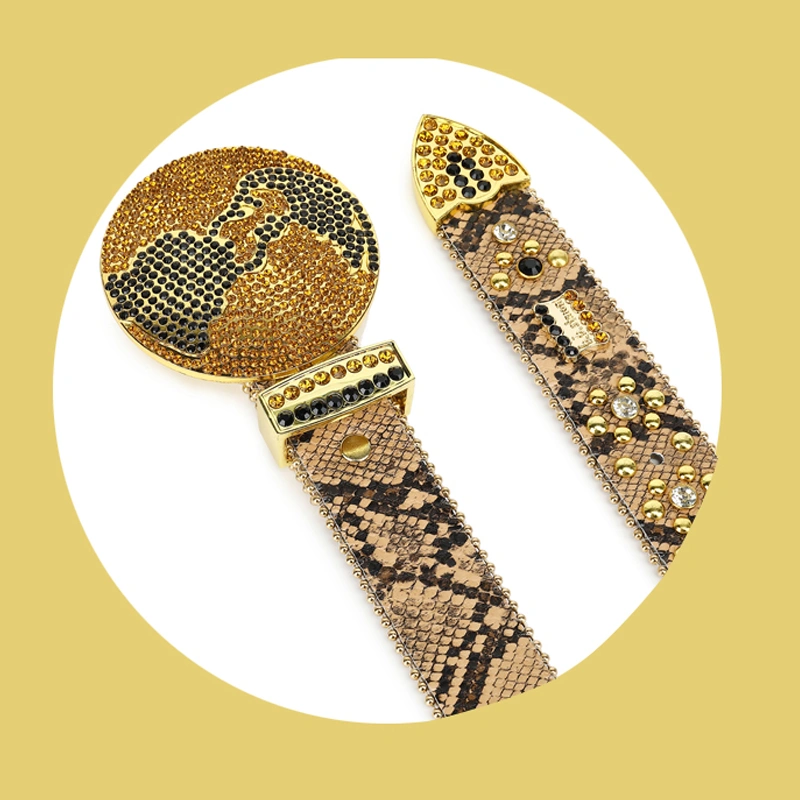 Fashion Crystal PU  Punk Belt