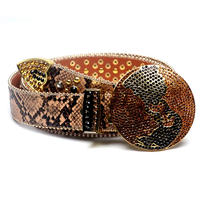 Fashion Crystal PU  Punk Belt
