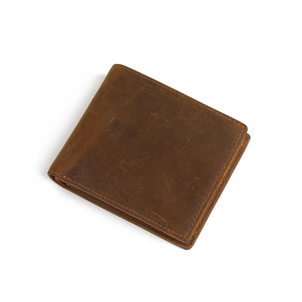 Real  Leather Slim Coin Pocket Bifold Vintage Travell  Wallet For Men 