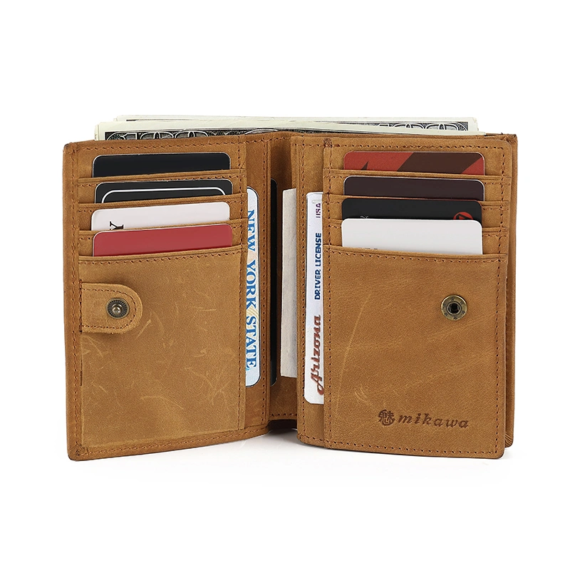 Facotory Wholesale Genuine Leather Zipper coin Purse Bifold Wallet 