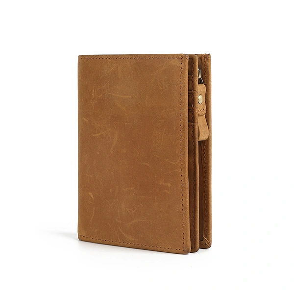 Facotory Wholesale Genuine Leather Zipper coin Purse Bifold Wallet 