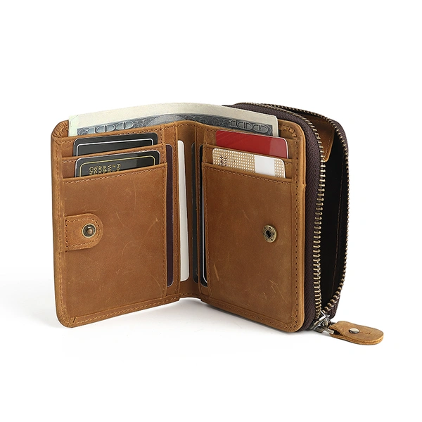  Zipper RFID Blocking Credit Card Small Bifold Wallet with Coin Pocket