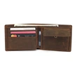 Genuine Leather Trifold RFID Wallet For Men With Flip Out ID Holder 