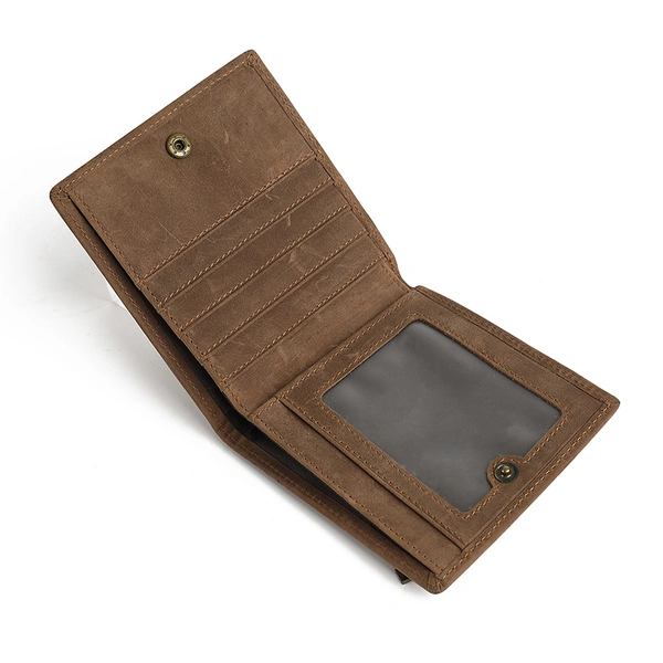 Genuine Leather Fashion  Bifold Soild Men Wallets With Coin Pocket 
