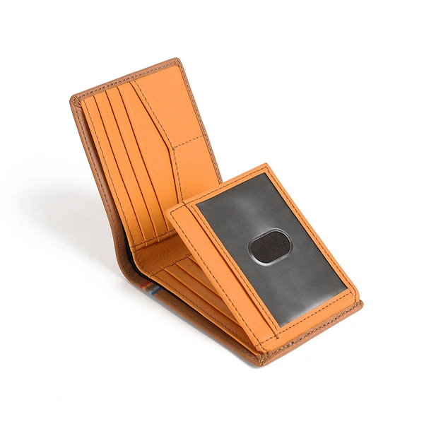 Wholesale Custom Design Men's Genuine Leather Rfid Trifold Wallet