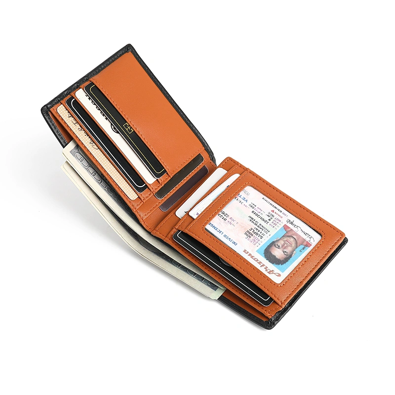 Custom Coin Pocket Carbon Fiber RFID Blocking Leather Mens Wallet