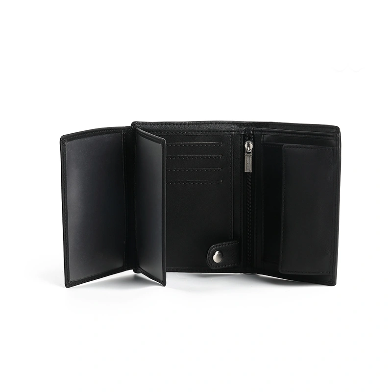 Mens Nappa Leather Trifold portrait format  RFID Coin Wallet 