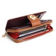 Leather RFID Long Card Holder Minimalist Ladies Zipper Phone Wallet 