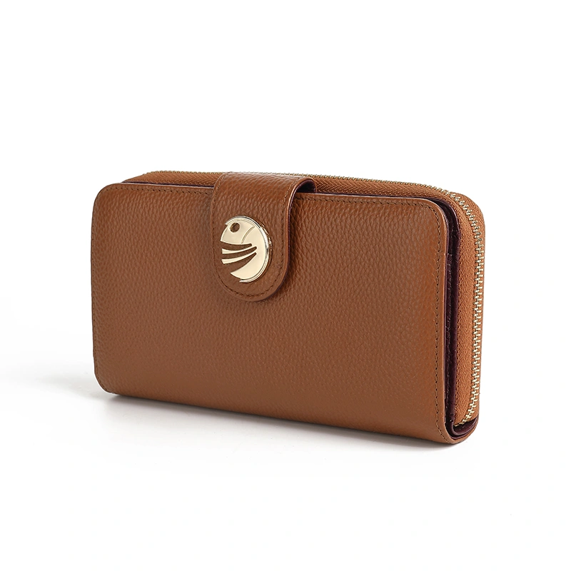 Leather RFID Long Card Holder Minimalist Ladies Zipper Phone Wallet 