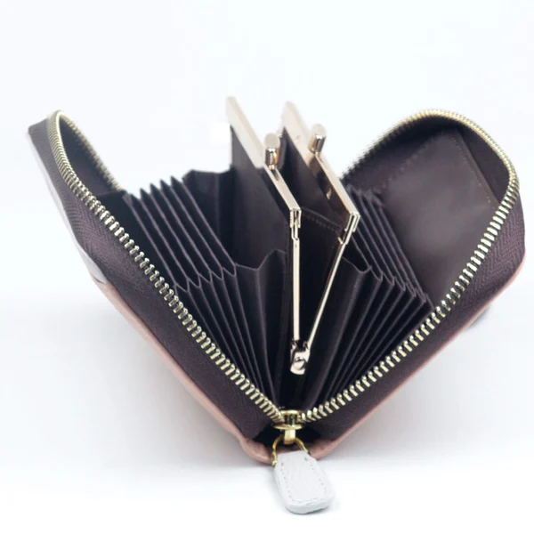 Womens Credit Card Holder Wallet Zip Leather Card Case RFID Blocking