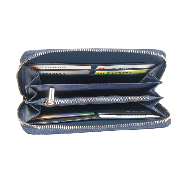 Leather RFID Long Card Holder Minimalist Ladies Zipper Phone Wallet 