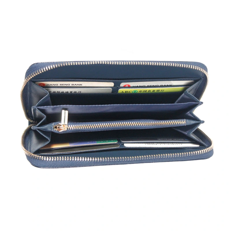 Leather RFID Long Card Holder Minimalist Ladies Zipper Phone Wallet 