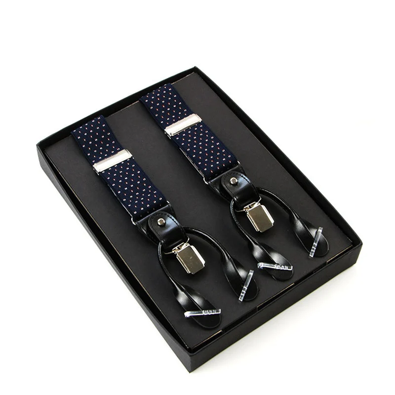 Wholesale Custom Black Elastic 3 Clips Men's Wedding Suspenders for Men