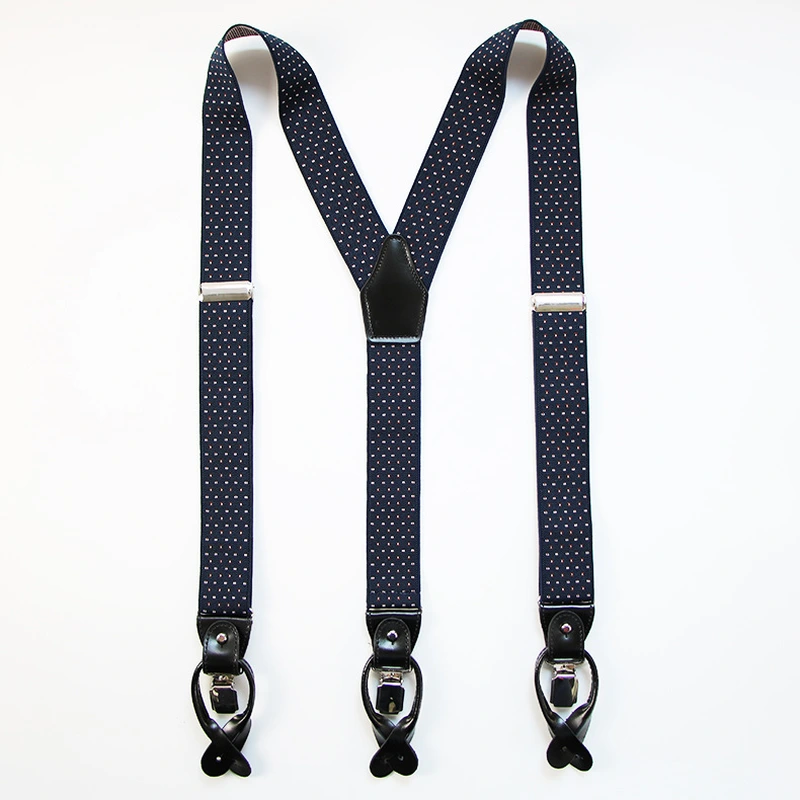 Wholesale Custom Black Elastic 3 Clips Men's Wedding Suspenders for Men