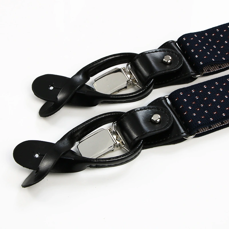 Wholesale Custom Black Elastic 3 Clips Men's Wedding Suspenders for Men