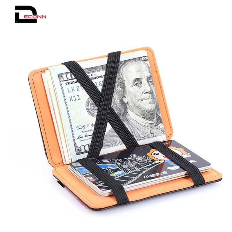  Men's Minimalist  Leather Magic Money Clip Wallet  RFID card holder