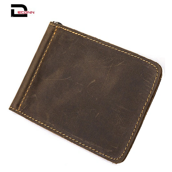  genuine leather credit card holder slim RFID pocket money clip wallet