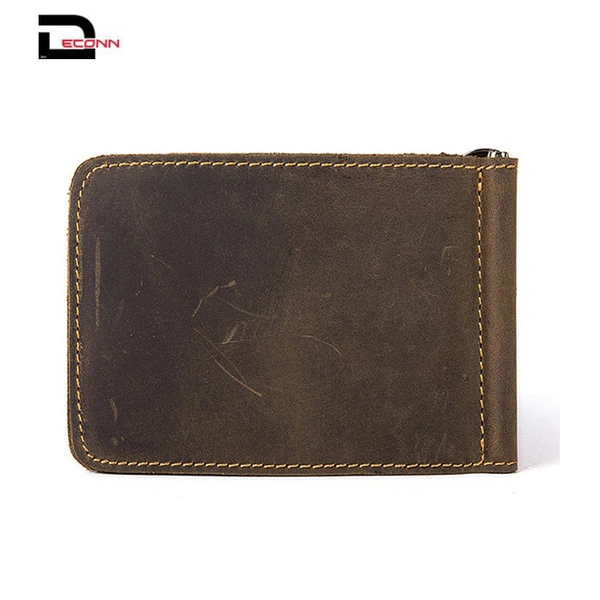  genuine leather credit card holder slim RFID pocket money clip wallet