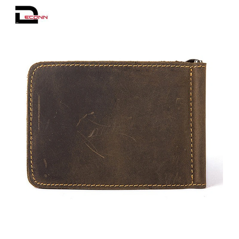 genuine leather credit card holder slim RFID pocket money clip wallet