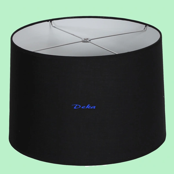 Black round faux silk lamp shade