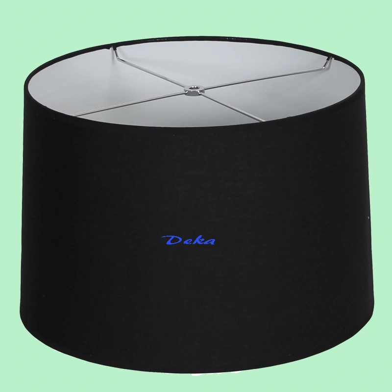 Black round faux silk lamp shade