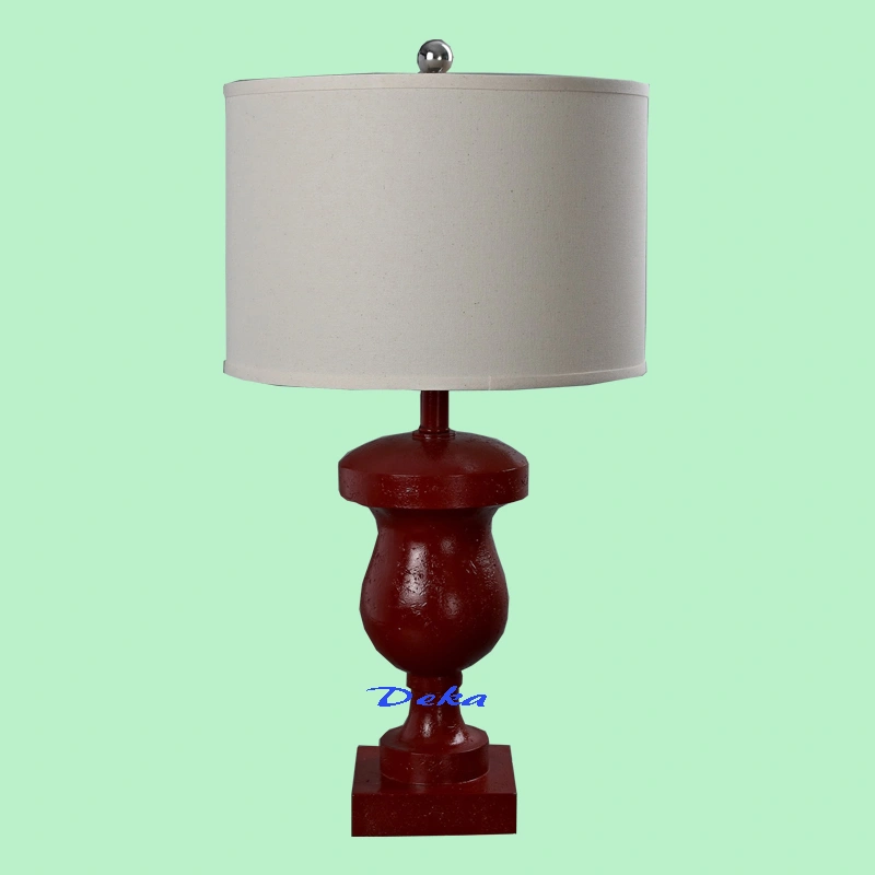 Painted red table lamp