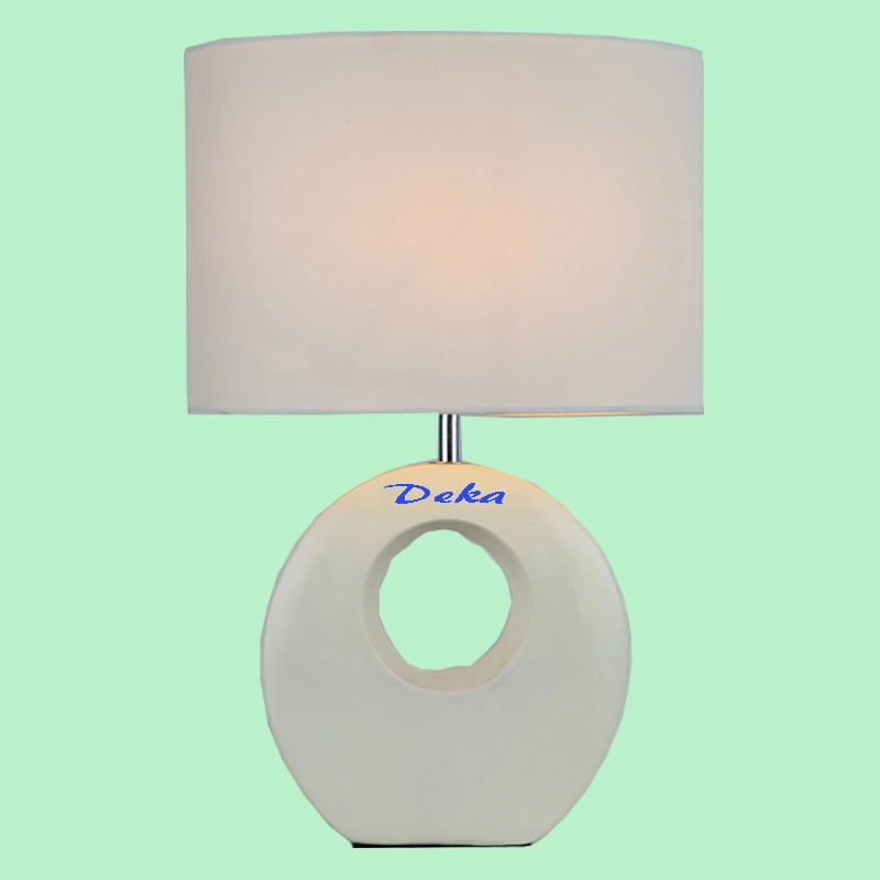 White ceramic urn table lamp