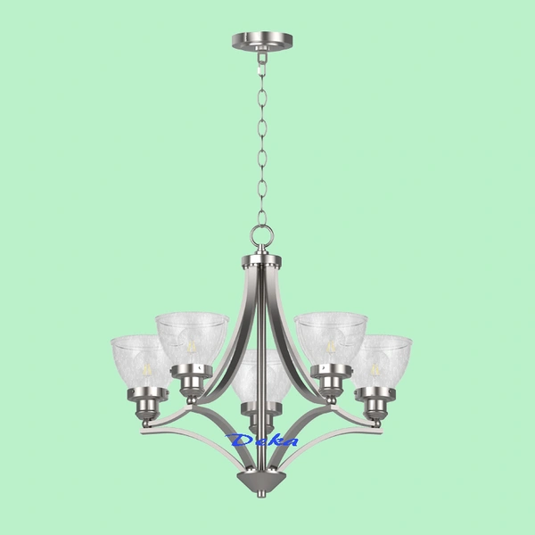 5 lights glass shade chandelier