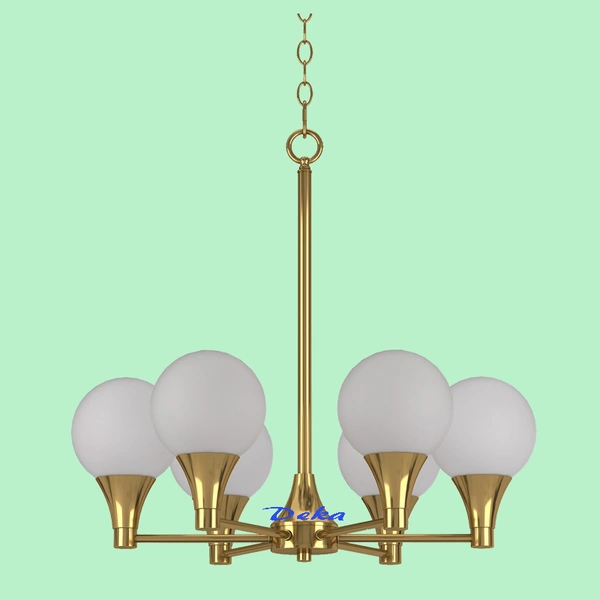 6 lights golden chandelier with glass ball shade