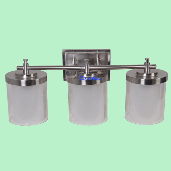 3 lights brushed nickel vanity with glass shade
