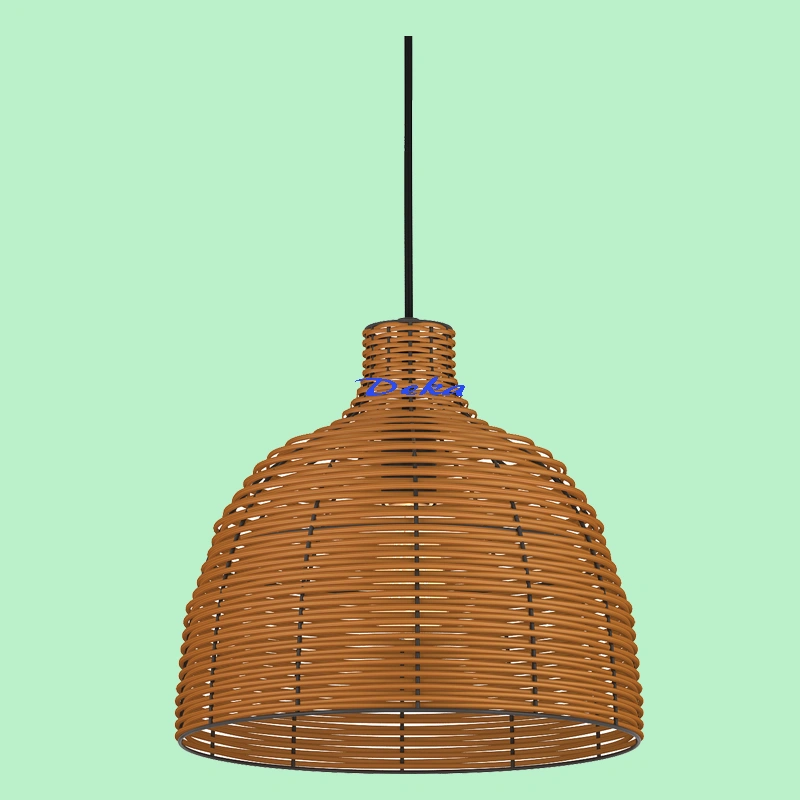 1 Light sandybrown rattan dual mount pendant