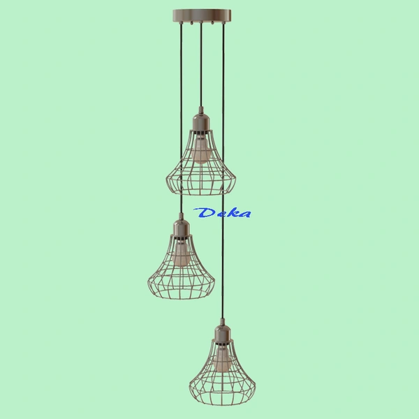 3 lights metal caged pendant