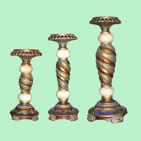3 Pieces golden candle holder
