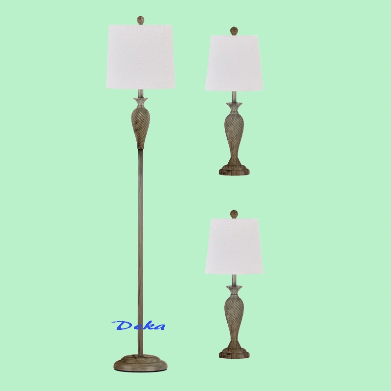 3 Pieces wood-like lamp set