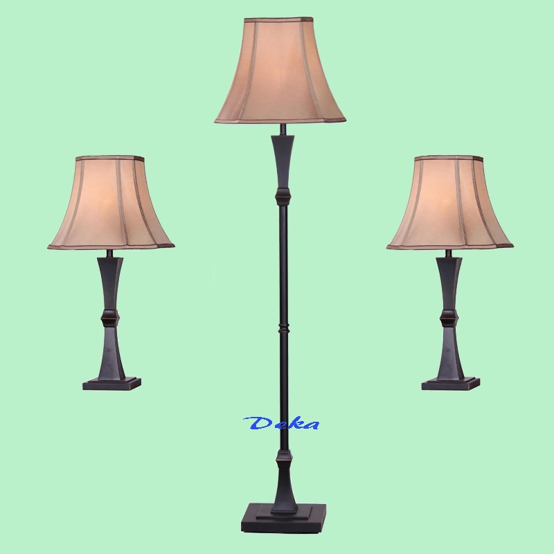 3 Piece wood black lamp set