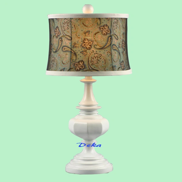 White urn table lamp