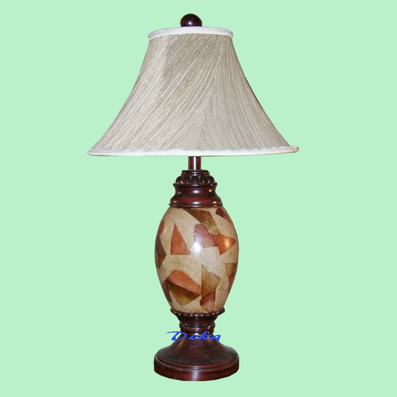 Dark bronze shaded table lamp with silk fabric shade