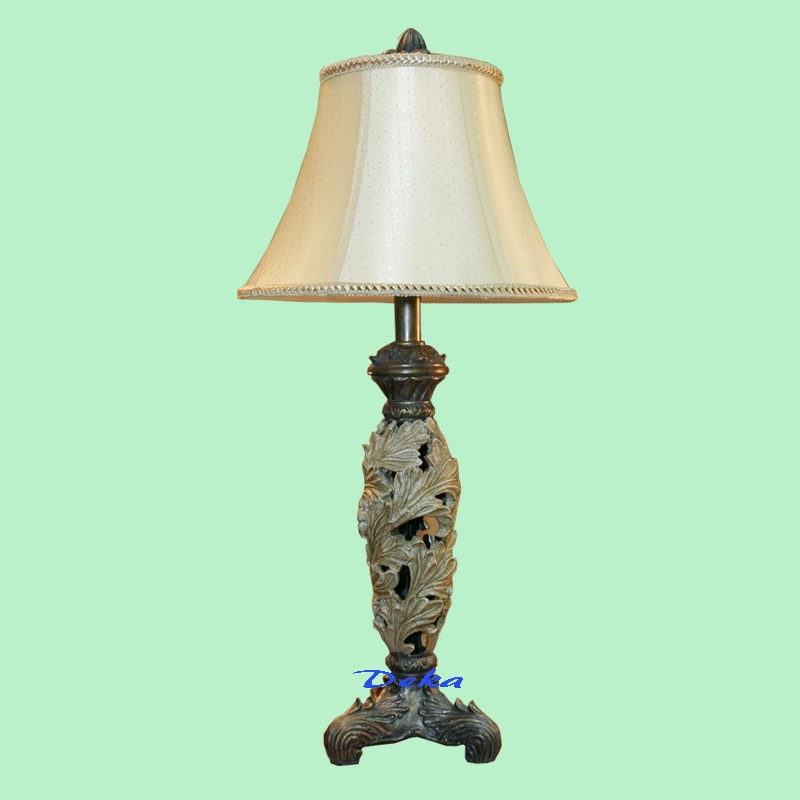 dark khaki leaf shape table lamp with silk fabric shade