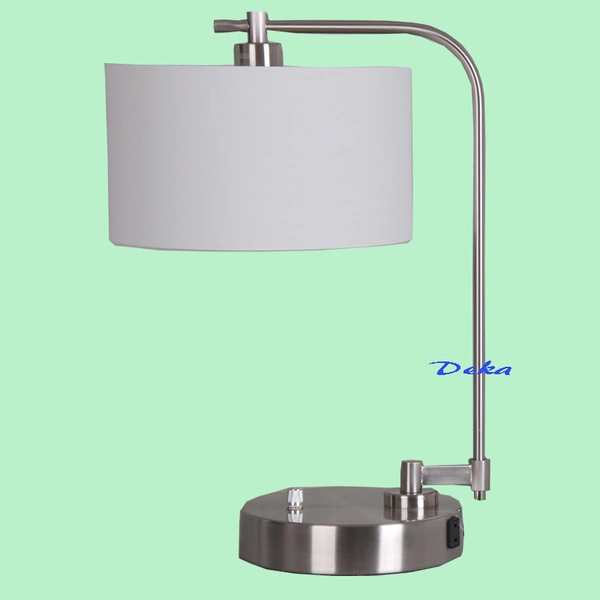 Brushed nickel edison Table Lamp with fabric shade