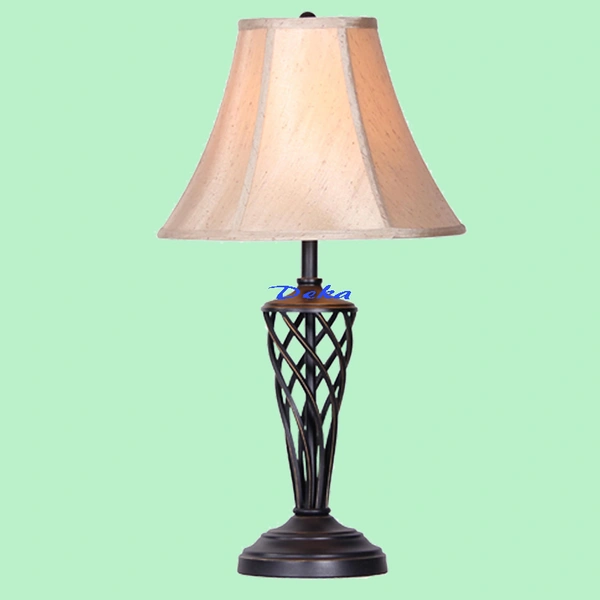 Bronze metal cone caged  table lamp
